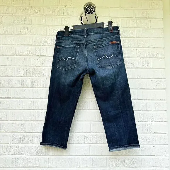 Seven for all Mankind Vintage Y2K Dark Wash Capri Jeans - Picture 2 of 5